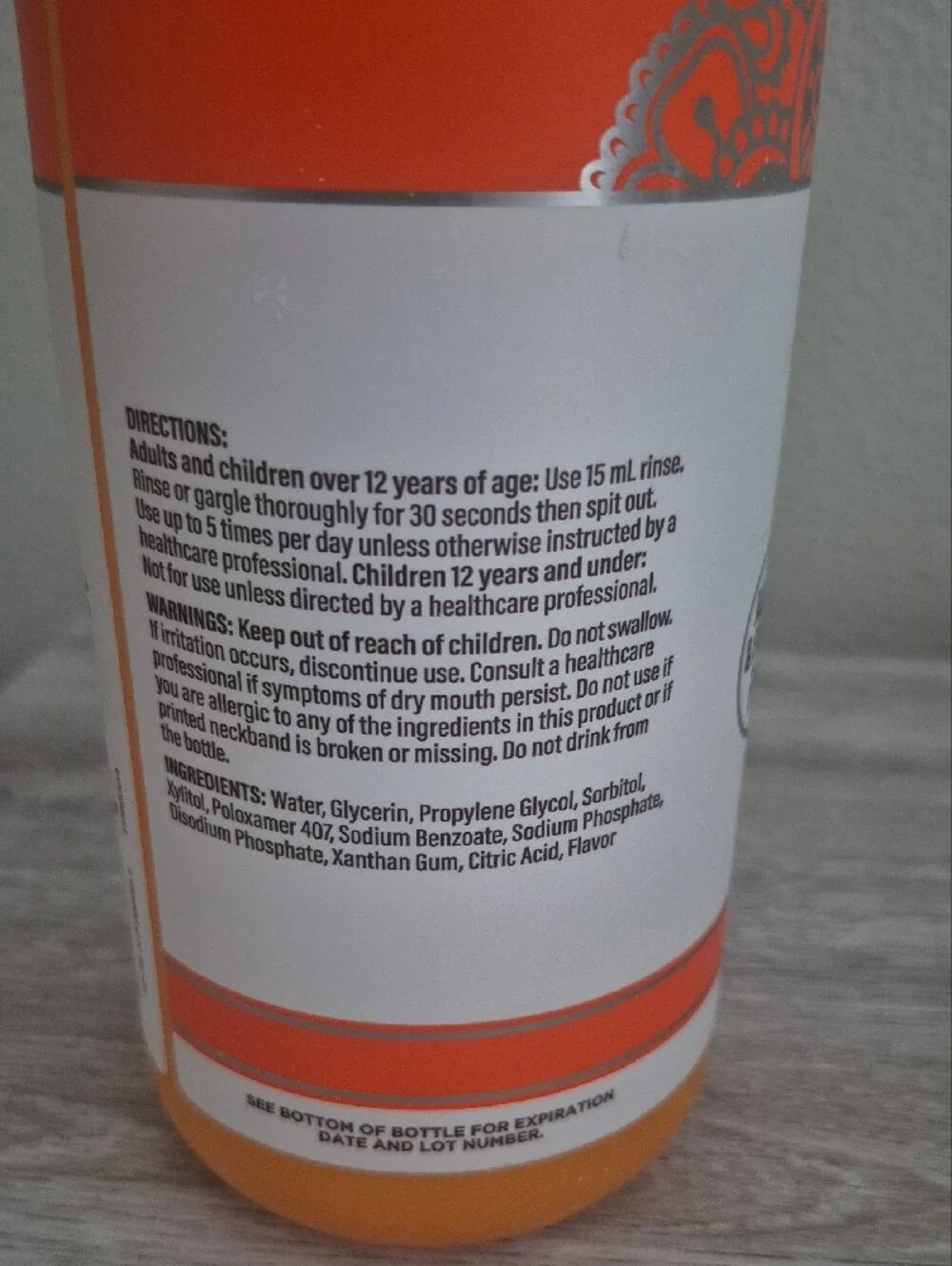 Orange Dry Mouth Oral Rinse - Alcohol & Fluoride Free